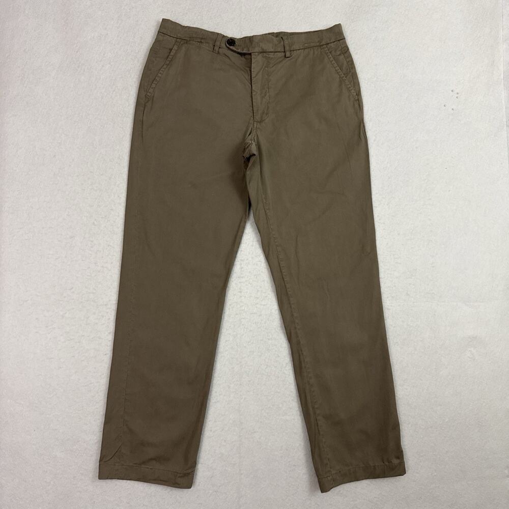 Spier & Mackay Pants Mens 33 Brown Extra Slim High Rise Cotton Trousers Handmade